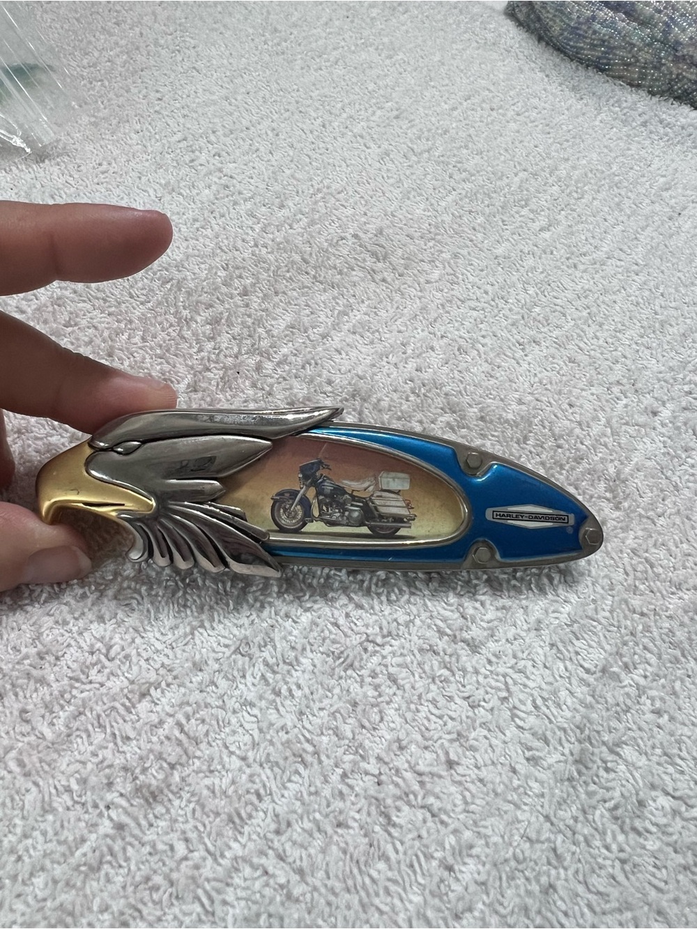 Franklin Mint Harley-Davidson Electra Glide Collector Knife Blue Motorcycle